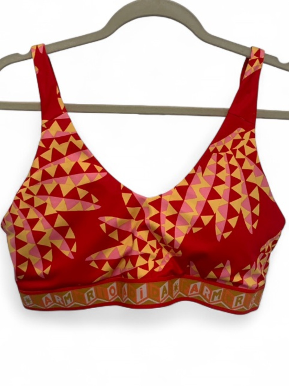 Adidas x Farm Rio Red & Yellow Geometric Medium Support Sports Bra